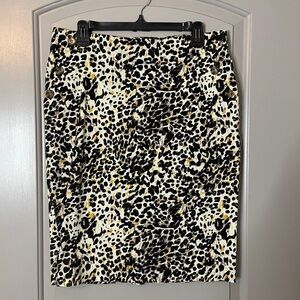 Love Scarlett Size L Pencil Skirt Leopard Print Straight Knee Length Stretch